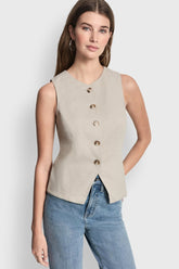 LINEN BUTTON-FRONT VEST