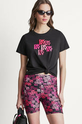 DKNY CAMO MIXED MEDIA LOGO TEE