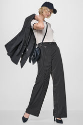 PINSTRIPE WIDE LEG COMMUTER TROUSER