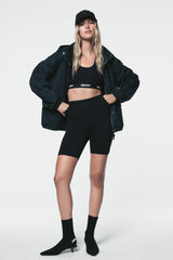 HIGH COLLAR BOMBER JACKET WITH HOOD