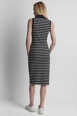 SLEEVELESS RIBBED POLO DRESS