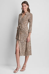 ZEBRA PRINT MIDI SHIRT DRESS