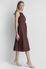 SLEEVELESS MIDI FIT & FLARE DRESS
