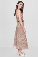 FIT & FLARE PRINTED MIDI DRESS