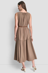 SLEEVELESS DROP-WAIST MIDI DRESS