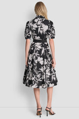 FLORAL PRINT MIDI SHIRT DRESS