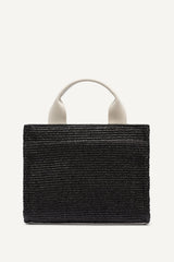 HADLEE SMALL STRAW LOGO TOTE