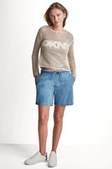 MID-RISE RELAXED DENIM SHORT WITH DRAWCORD
