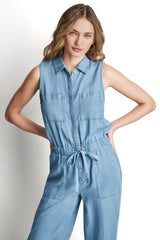 SLEEVELESS JUMPSUIT WITH COLLAR NECKLINE