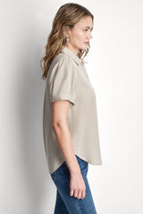 GARMENT DYE BUTTON-FRONT SHIRT