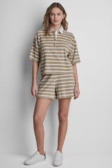 TOWELLING TERRY STRIPE BOXY POLO