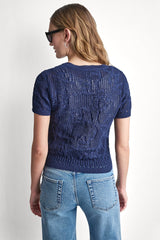 LACE STITCH BUTTON FRONT CARDIGAN