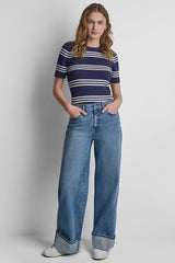 HIGH-RISE CUFFED WIDE LEG