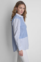 POPLIN CLASSIC FIT SHIRT WITH MIXED STRIPES