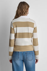 LONG SLEEVE STRIPE POLO SWEATER