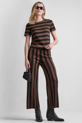 HIGH-RISE STRIPED PULL-ON FLARE PANT