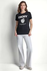 DKNY BIG APPLE RHINESTONE LOGO TEE