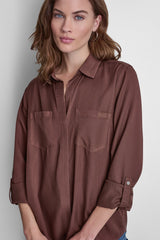 GARMENT DYE SPLIT BACK SHIRT