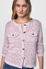 OPEN STITCH MARLED KNIT CARDIGAN