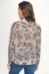 OPEN STITCH SWEATER WITH GRAFFITI LOGO