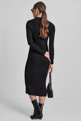RIB-KNIT MIDI POLO DRESS