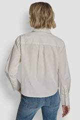 POPLIN BUTTON FRONT SHIRT WITH SEQUINS