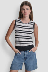 LOGO POINTELLE STRIPED SWEATER