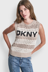 STRIPED POINTELLE STITCH SWEATER