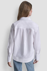 POPLIN SHIRT WITH RHINESTONE BUTTONS