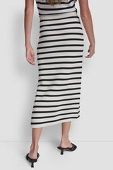 STRIPED MIDI SKIRT WITH SIDE SLIT