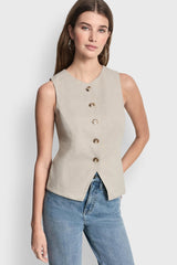 LINEN BUTTON-FRONT VEST
