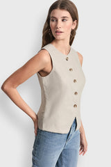 LINEN BUTTON-FRONT VEST