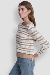 LOGO POINTELLE STRIPED SWEATER