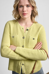 TUCK STITCH CREW NECK CARDIGAN
