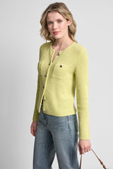 TUCK STITCH CREW NECK CARDIGAN