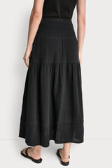 SMOCKED WAIST MAXI TIERED SKIRT
