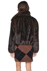 FAUX FUR BUBBLE HEM JACKET