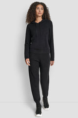 FEATHER YARN HOODIE WITH DRAWCORD AND TONAL LOGO