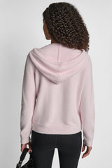 FEATHER YARN HOODIE WITH DRAWCORD AND TONAL LOGO