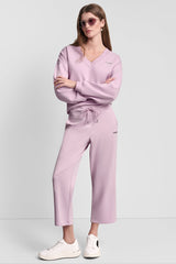 METALLIC BUBBLE LOGO CROPPED HIGH-RISE PANTS
