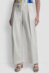 MID-RISE TIE WAIST PLEATED PANT