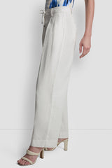 MID-RISE TIE WAIST PLEATED PANT