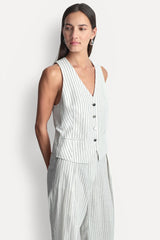 LINEN-BLEND STRIPED VEST
