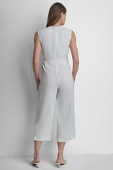 V-NECK STRIPED JUMPSUIT