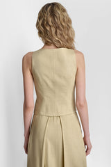 LINEN-BLEND ZIP-FRONT VEST