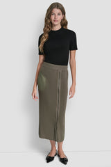 ZIP DETAILED MIDI SWEATER SKIRT