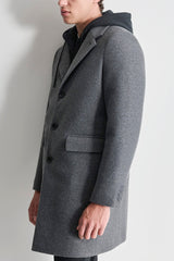 FAUX WOOL COAT WITH HOODED BIB