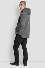 FAUX WOOL HOODED SHIRT JACKET
