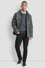FAUX WOOL HOODED SHIRT JACKET