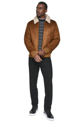 FAUX SHEARLING BOMBER JACKET